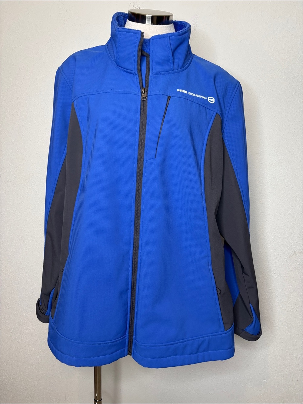 Free Country Royal Blue and Charcoal Softshell Jacket